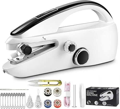 Mini Sewing Machine, Handheld Sewing Machine, Portable Electric Sewing Machines for Beginners with 2 Speeds, Battery or USB Powered, Easy to Use, Small Sewing Machines Suitable for Home, DIY, Travel