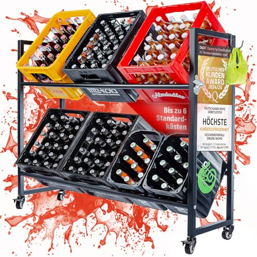 Dimono® Dryckesbackställ på Hjul för 6 Backar - Metall