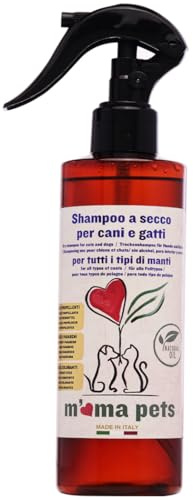 Mama Pets Champú en Seco para Perros y Gatos, Ideal para un Lavado Rápido sin Utilizar Agua - 250 ml