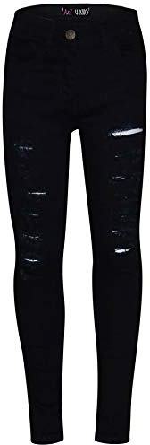 A2Z 4 Kids Ragazzi Jeans Denim Strappati Comodi Elasticizzati - Jeans JN58 Jet Black 11-12