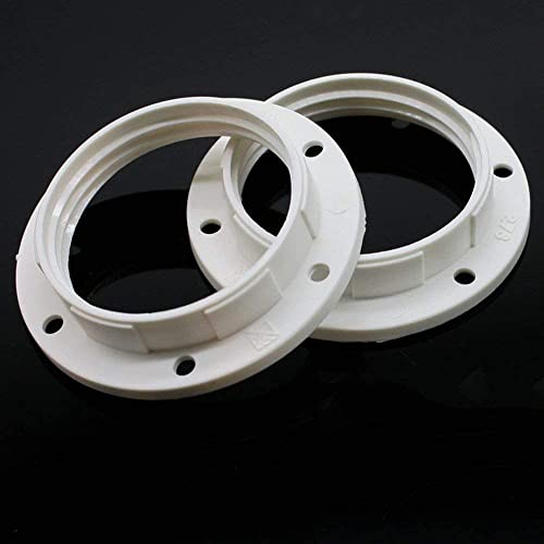 2x E27 Schraubring Kunststoff Ø 56 x 11mm zur Halterung von Lampenschirme an Tisch-, Wand- und Stehleuchten (Weiß)