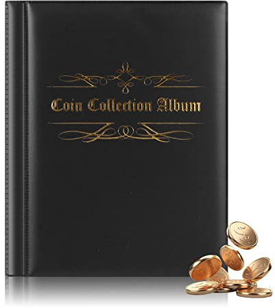 HOMURY - Album per monete da collezione, 16 Page 480 tasche, per monete, monete, album commemorativi di accessori, regali da collezione (nero)