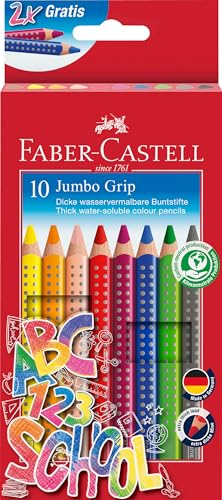 FABER-CASTELL 280922 - Jumbo Buntstifte Set, 10-teilig, bruchsicher, für Kinder und Erwachsene