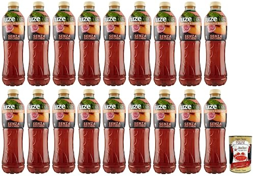 18x FUZE TEA Senza Zuccheri Pesca,Ohne Zucker Schwarzer Tee Pfirsich- und Rosen Eistee,Erfrischungsgetränk,Alkoholfrei,Einweg-PET-Flasche 1,25Lt + Italian Gourmet Polpa di Pomodoro 400g Dose