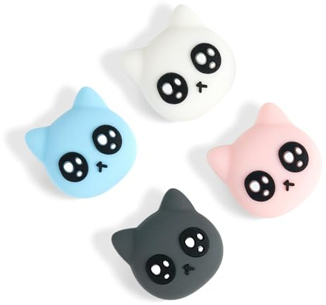 GeekShare 4PCS Cat Shape Silicone Joystick Caps for Switch/OLED/Lite - Tearful Eyes Cat Thumb Grip Caps
