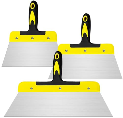 3 espátulas anchas, juego de espátula ancha de 20 cm 25 cm, 40 cm, herramienta profesional de acero inoxidable para trabajos de pared para acabado de placas de yeso espátula de alisado para enlucido