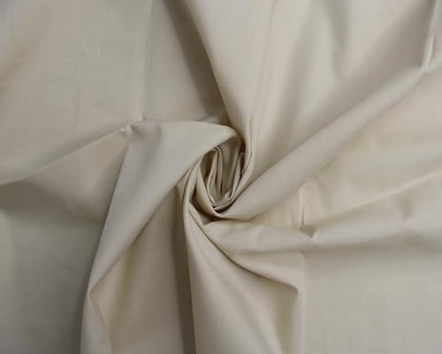 Needleberry Polycotton Fabric - Metre x 112cm - 80% Polyester 20% Cotton - Lightweight Durable Material for Sewing, Crafts & Dressmaking (Beige, 5 Meters)