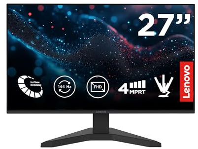 Lenovo Legion R27s Gaming Monitor 27 FHD (1920 x 1080) IPS, 1 ms MPRT, 144 Hz, Ports 1x HDMI 2.1 + DisplayPort 1.2, DisplayPort Cable included, Stand Tilt - Raven Black