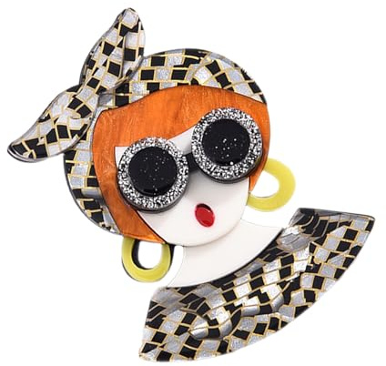 TEHAUX Spilla Donna Acrilico Forma Ragazza Elegante e Facile da Fissare Orecchino Casual per Vestiti, Cappelli e Occasioni come San o Festa della Mamma Colore Casuale