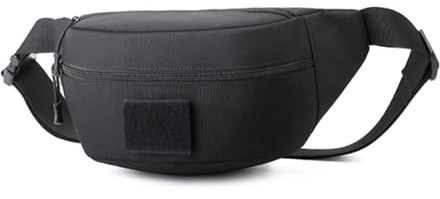 Dilwe Sac Banane Homme, Tissu Oxford Imperméable avec Sangle Réglable, Plusieurs Compartiments, pour Voyage en Plein Air Cyclisme Randonnée, Noir, Décontracté