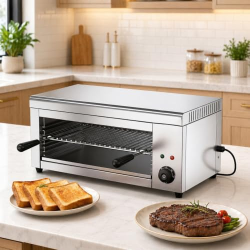 Snabb Uppvärmning Elektrisk Salamandergrill, 2000 W med 50–300°C temperaturreglering, 4 justerbara nivåer och väggmontering för storkök