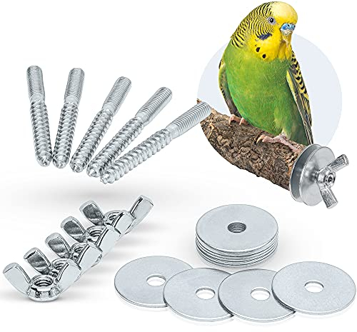 Vogelgaleria® 5er Pack Astschrauben zum Selberbasteln und Käfigbefestigung von Vogelspielzeug, Sitzstangen, Sitzbretter usw. (Stahl verzinkt)