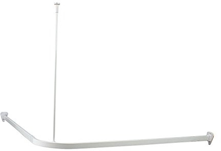 Duschstange Universal Duschvorhangstange Duschvorhangschiene Weiss L - Form U -Form (90 x 90 cm)