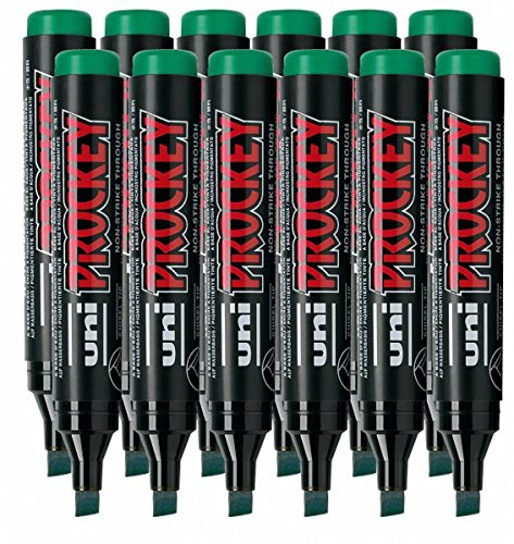 Blister markör uni PROCKEY, kilspets, 3–6 mm, grön, 12-pack