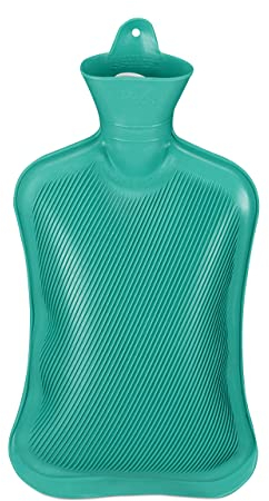 Relaxdays Borsa dell’Acqua Calda, Scaldaletto Resistente, Boule Contenitore da 2 L, Gomma Naturale Inodore, Turchese