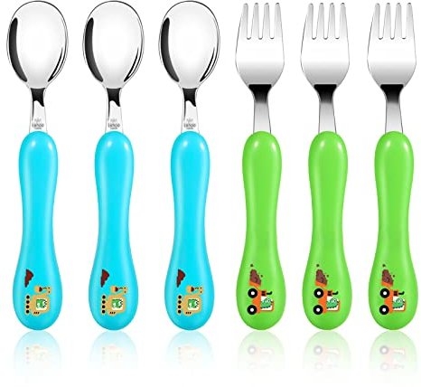 Lehoo Castle Kinderbesteck, 6-teilig Kinderbesteck Edelstahl, Kinder Besteck, Baby Kleinkinder Gabel Löffel Set