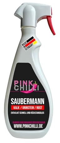 Pink Chilli Saubermann - Premium Kalkreiniger (0,75L) - Kalklöser & Sanitärreiniger - vielseitiges Entkalkungsmittel Bad & Küche - Rostlöser - Urinsteinentferner WC & Dusche