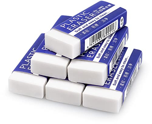 Tamaki Erasers, Large, White, 6 Pack