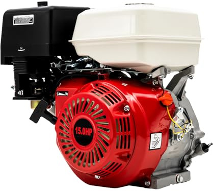 4-Stroke Gas Engine 15HP 420CC Recoil Pull Start Horizontal Go Kart Engine Motor Industrial Grade OHV Gasoline Engine 9.7kw for Compressor Scarifier Lawnmower Pump Generator Flail Mower (15HP, Red)