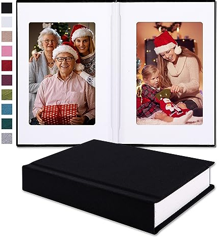 Pssoss Small 4x6 Photo Album with Writing Space Holds 30 Photos Ideal for Wedding Theme-Album and Baby Photo Album (Black)