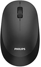 Philips SPK7307BL- Ratón inalámbrico de diseño ergonómico con conexión 2,4GHz, 1600 PPP, Agarre ambidiestro, Negro