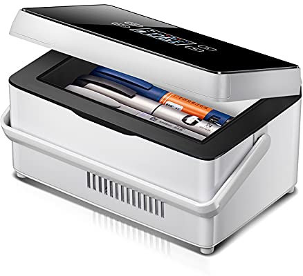 Frigoríficos Enfriador de insulina portátil, Refrigerador pequeño, Refrigerador de medicamentos con pantalla LED, Mini enfriador de insulina, Duración de la batería 12 h, para viaje en automóvil