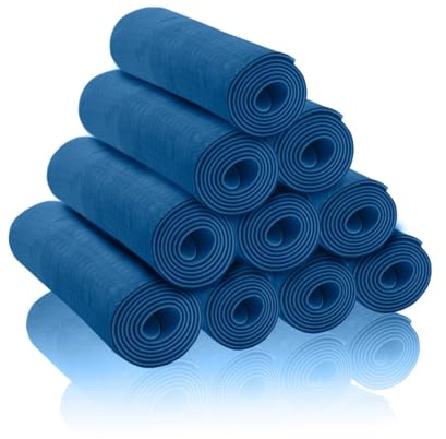 Pack 10 Unidades Esterilla Yoga Antideslizante - Esterilla Pilates - Esterilla Fitness - Alfombra Yoga Mat Plegable - Colchoneta Gimnasia Pilates Fitness - Incluye Bolsa Esterilla - Mat Yoga (Azul)