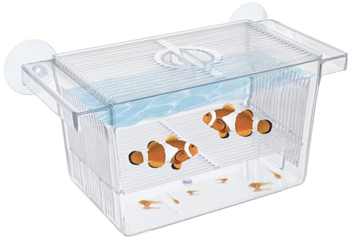 Pawfly Acuario Caja de Cría de Peces Acrílico, Incubadora con Ventosas, Tanque Pequeño de Aislamiento para Alevines, Camarones y Betta