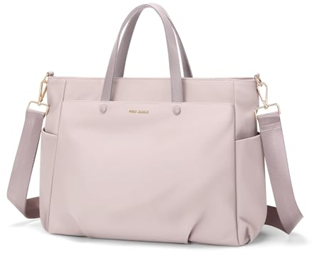 GOLF SUPAGS Borsa Tote per Laptop da 14 Pollici, Borsa a Tracolla per Computer borsa da Lavoro Grande per Donna, Custodia per Laptop Borsa Elegante per Viaggi D'affari (Grigio Rosato)
