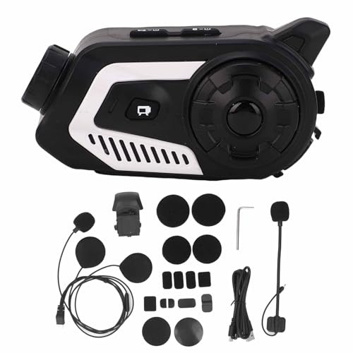 Motorcykel Bluetooth-headset, Vattentätt Hjälm Intercom-headset med 2K HD-kamera, ANC-brusreducering, Samtalsmusik, Loopinspelning, Wifi-mobilanslutning