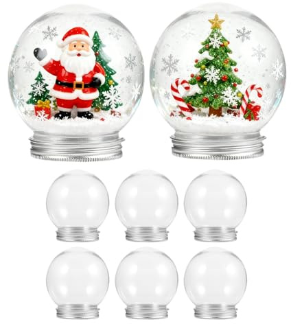 Ciieeo 8 Pièces Boule À Neige Bricolage Transparent 2.76In Globe d'eau en Plastique avec Bouchon À Vis pour Artisanat Et Décoration De Noël Personnalisée