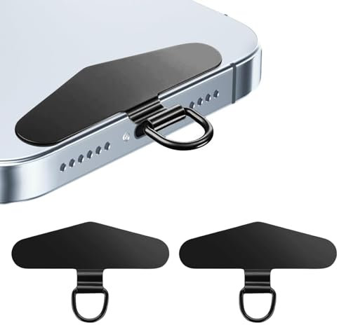 NATOSU 2 cadenas para teléfono móvil, almohadillas universales de acero inoxidable, parche multifuncional para teléfono móvil, cadena universal para teléfono móvil, parche para la mayoría de