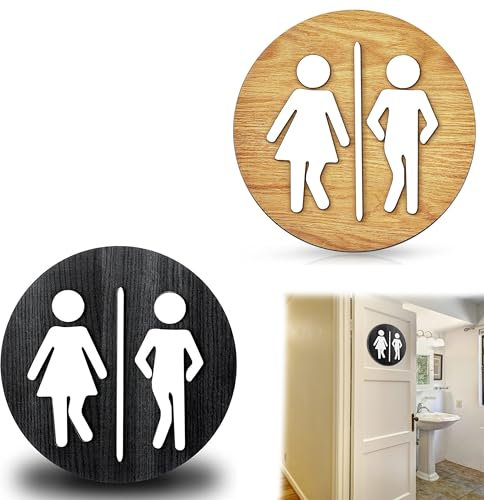 Señal Adhesiva WC Mujer & Hombre - Aluminio Señalización De Baños - Señal Aseos - Signo Baño - Cartel adhesivo WC Mujer & Hombre