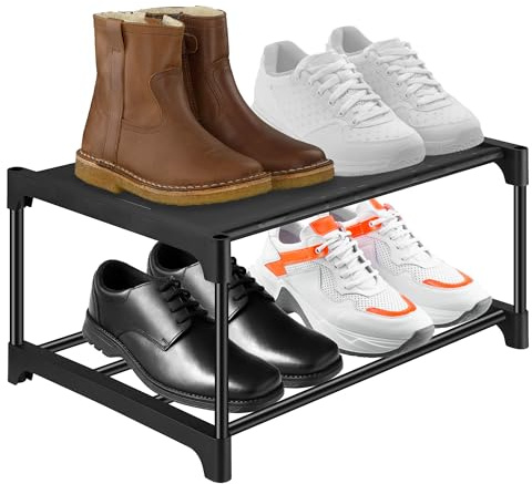 Fentar Estanteria Zapatos, 2 Nivel Ajustable Zapatero Entrada Recibido, Estable Zapateros Pequeño, Zapateros Recibidor Uso Acero Gruesos, Ahorrar Espacio Recibidores de Entrada Armario para Pasillo
