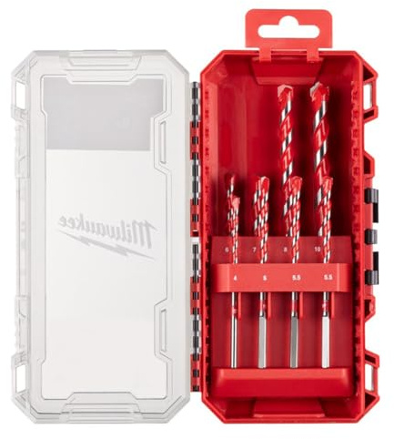 MILWAUKEE Set of 8 Drill Bits for Concrete, Premium Series | Range Ø4-10 mm with Packout Box