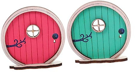BESTonZON Petite Porte de Fée en Bois 2 Pcs pour Décoration Miniature