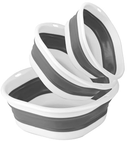 3 Pcs Collapsible Washing Up Bowls,Foldable Wash Basin,Portable Silicone Plastic Collapsible Washing Bowl,Multipurpose Folding Hand Basket Basin for Outdoor Camping Bowls Travel Kitchen Sink,3 Sizes