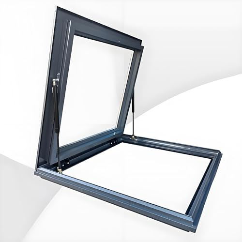 OAKVYNE Finestra Da Tetto In Lega Di Alluminio Con Vetro Temperato Doppio Strato, Lucernario Manuale Per Soffitte, Vetro Isolante, Misura Personalizzata, LxP(85x75cm/33.5x29.5in)
