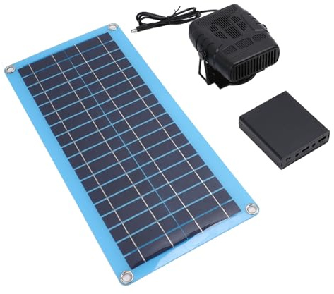 Asixxsix Solvärmare för Hönshus, 30W Enkel Solpanel Växthusvärmarsats Justerbar Varm Vindutrustning Vinter Fjäderfävärmare för Torkning Uppvärmning Husdjurshus Utomhus Bilanvändning