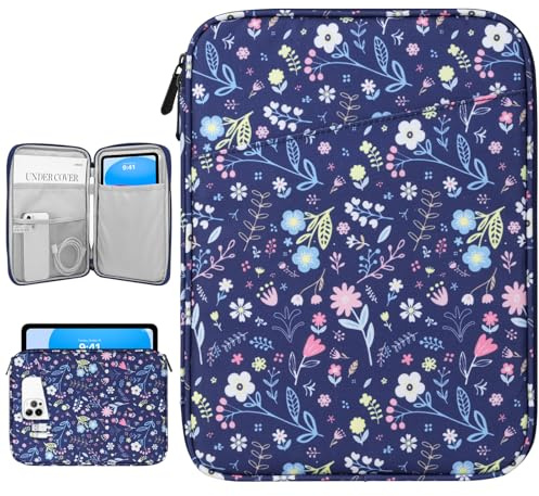 Dadanism 9-11 Inch Tablet Sleeve Bag Carrying Case, Flower+Blue