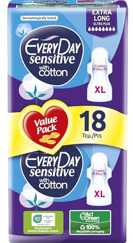 EveryDay Sensitive Cotton Assorbenti Ultra, XL con Ali, Filtrante con Cotone, 18 Unità
