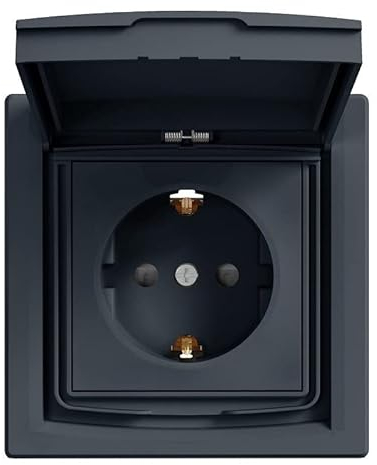 Asfora uttag med lock IP44 Antrazit EPH3100371