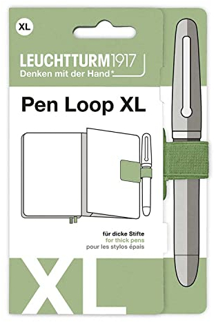 LEUCHTTURM1917 Pen Loop XL Salbei - Stiftschlaufe XL Sage selbstklebend - 40 x 40 mm - Elastische Schlaufe (20 mm) - Geeignet für dicke Stifte