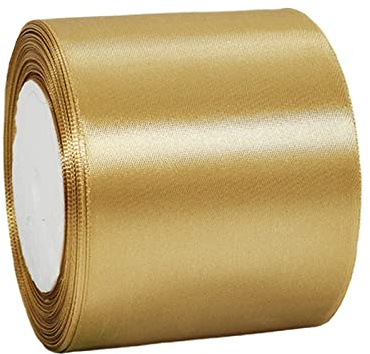 75mm Wide Gold Ribbon Thick Champagne Satin Ribbon 22m, 3 inch Thick Gold Ribbon for Gift Wrapping Wedding Car Christmas Tree Xmas Birthday Cake Bow Florist Bouquet Crafts Decorations