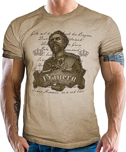 Trachten T-Shirt im Vintage Retro Used Look - Für echte Bayern Fans: Gott mit Dir
