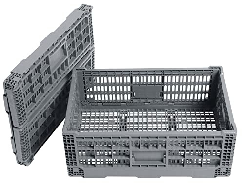QTJH Collapsible Storage Bin/Containe， Transfer box,crate Transit storage of various items (Gray 23.6 L x 15.7 W x 8.6 H)