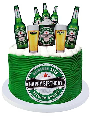 Daimay 48 Stück Bierflasche Tortenaufsatz für Geburtstag, Hochzeit & Brautparty - Kuchen Topper in Braun