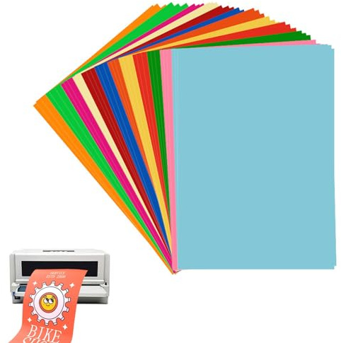Papel Adhesivo Imprimible A4 - 48 Hojas para Inyección de Tinta, Etiquetas Autoadhesivas de Color Aleatorio, 210 X 297mm