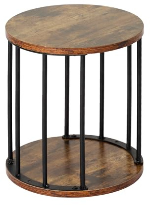 HDANI Small Round Wooden Step Stool for Kids Adults, 300lbs Load Capacity Garden Stool, Non-Slip Small Stool for Plant Stand, Kitchen, Bathroom and Bedroom,Brown