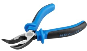 PROFI Flachrundzange gebogen mit induktiv gehärteter Schneide | 160 MM | Chrom-Vanadium- Stahl | Mehrkomponenten-Griff | HRC 58-62 | Spitzzange, Storchschnabelzange (Flachrundzange gebogen, 160 MM)